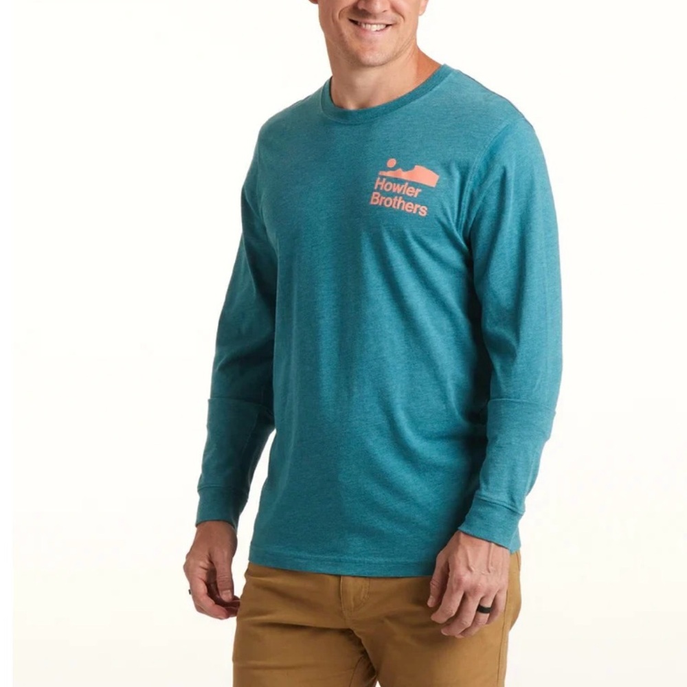 Howler Brothers Arroyo Long Sleeve T-Shirt - Petrol Heather size Small